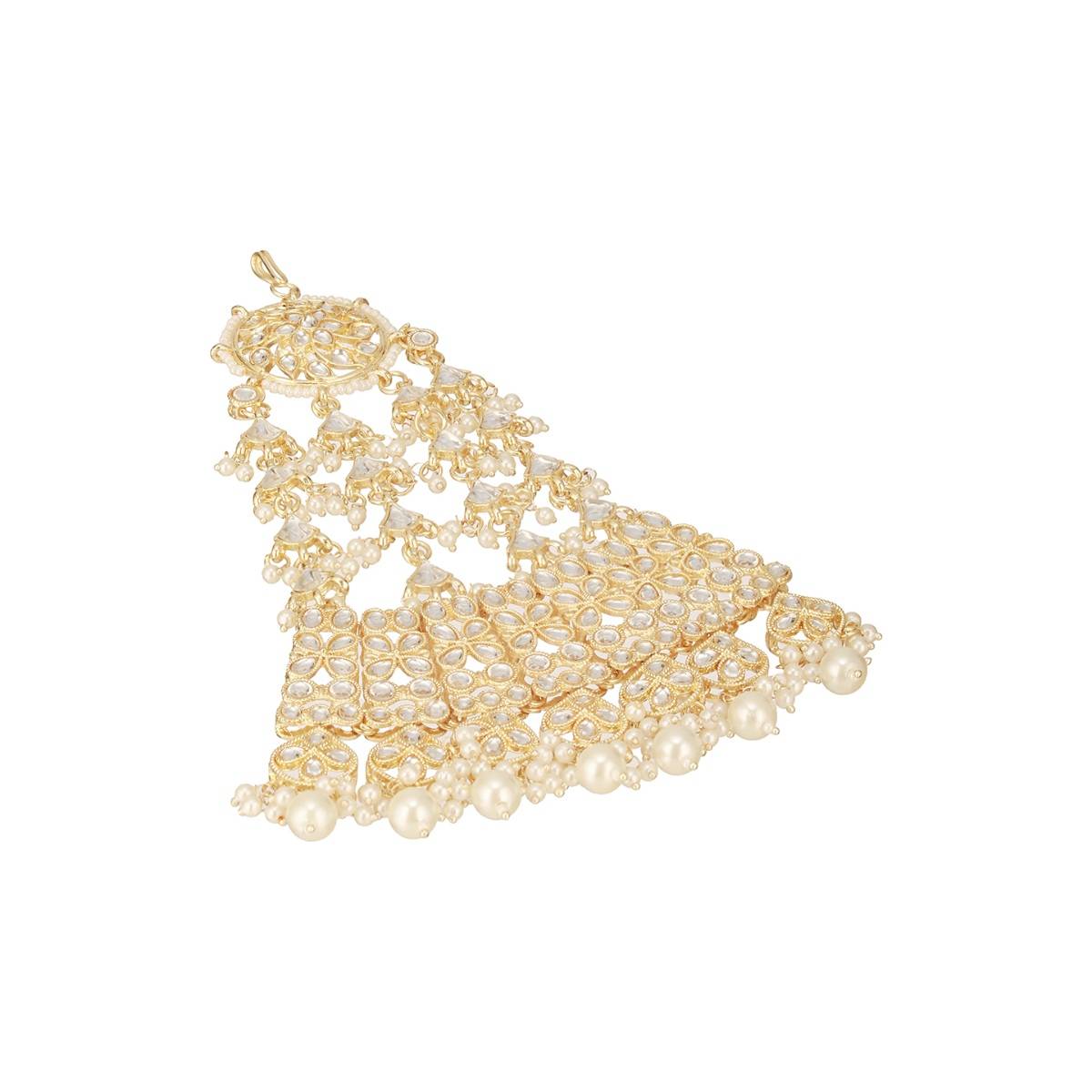 Aatmana Gold-Plated Kundan Studded Jhumar Passa Head Jewellery