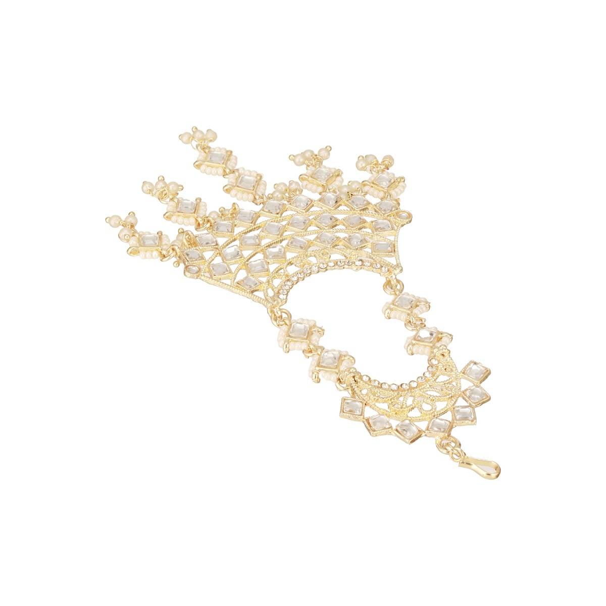 Aatmana Gold-Plated Kundan Studded Jhumar Passa Head Jewellery
