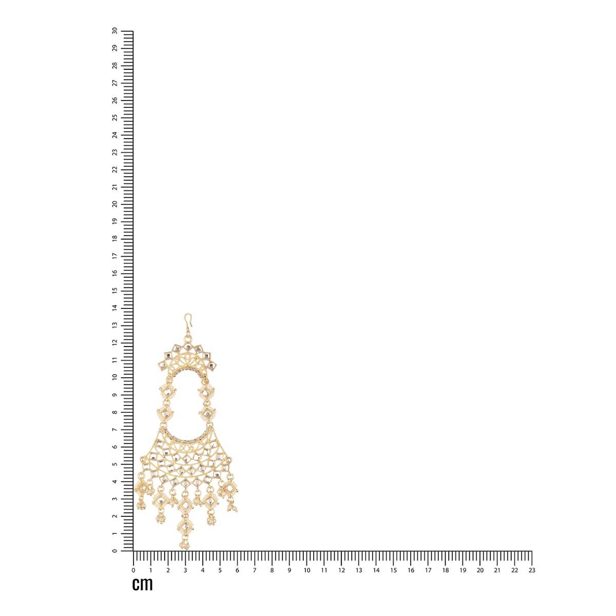 Aatmana Gold-Plated Kundan Studded Jhumar Passa Head Jewellery