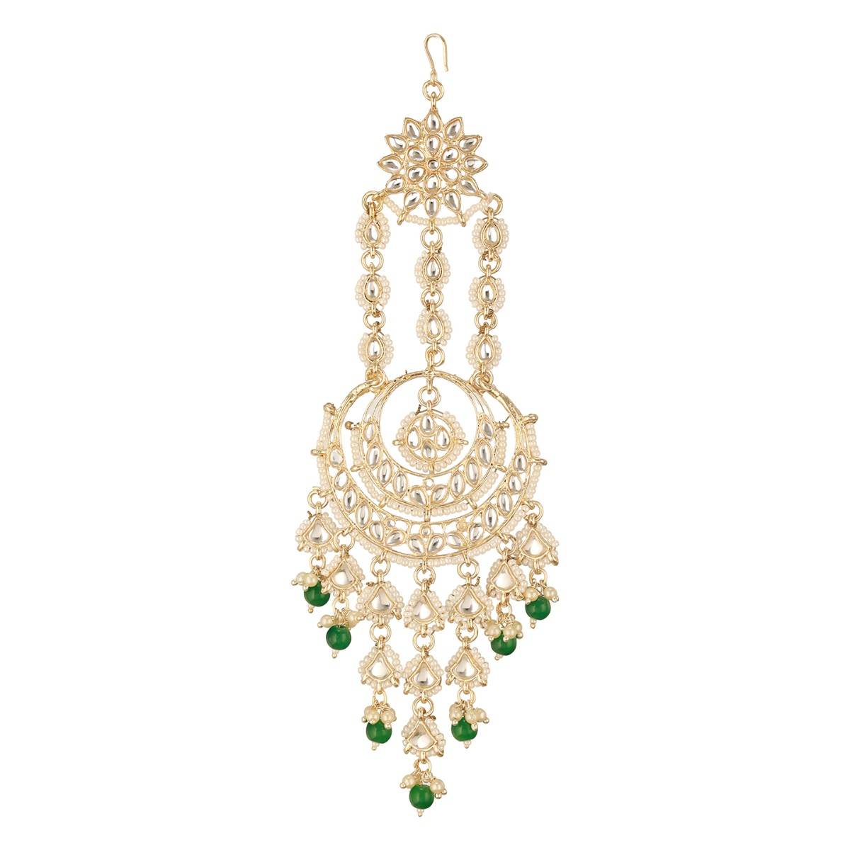 Aatmana Gold-Plated Kundan Studded Jhumar Passa Head Jewellery