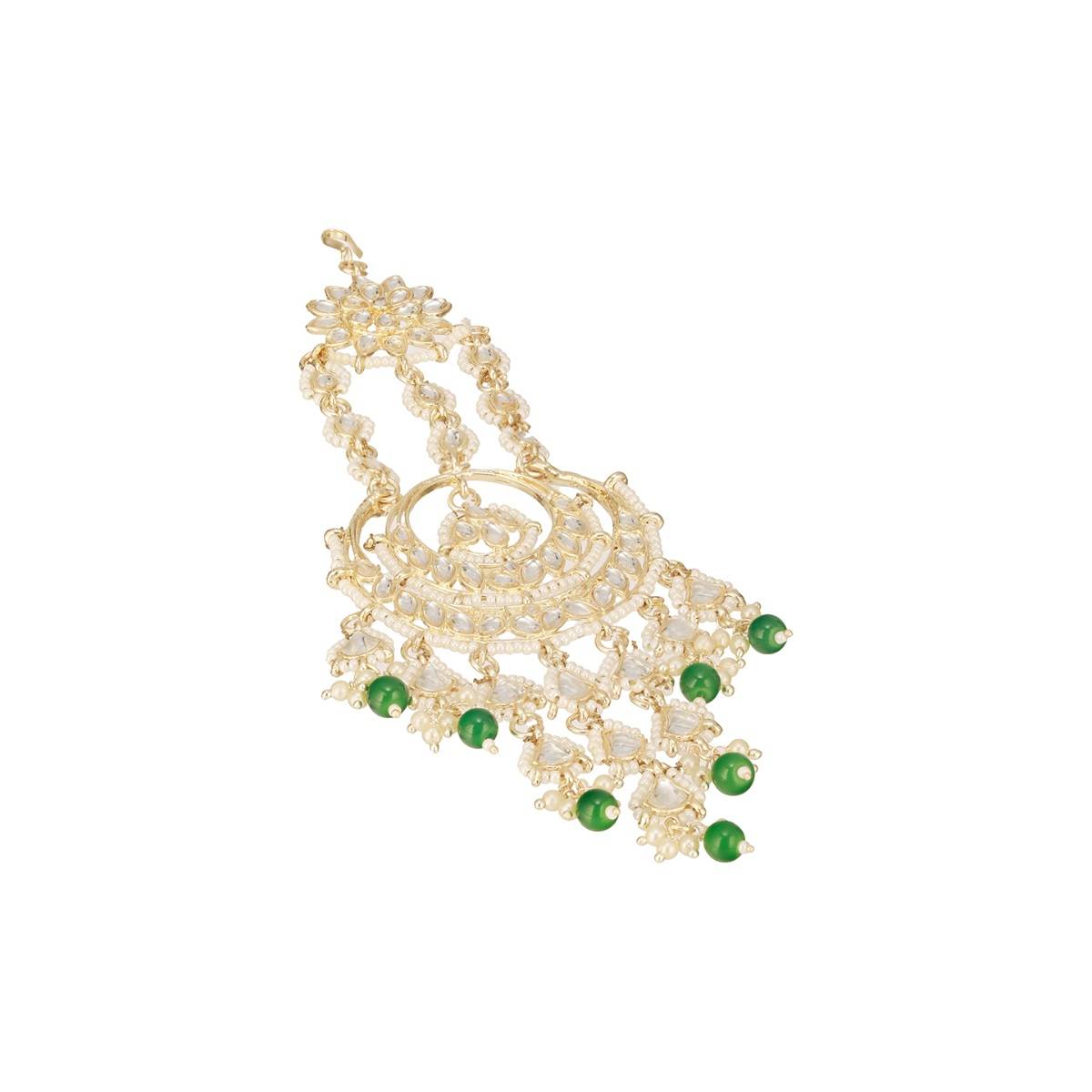 Aatmana Gold-Plated Kundan Studded Jhumar Passa Head Jewellery