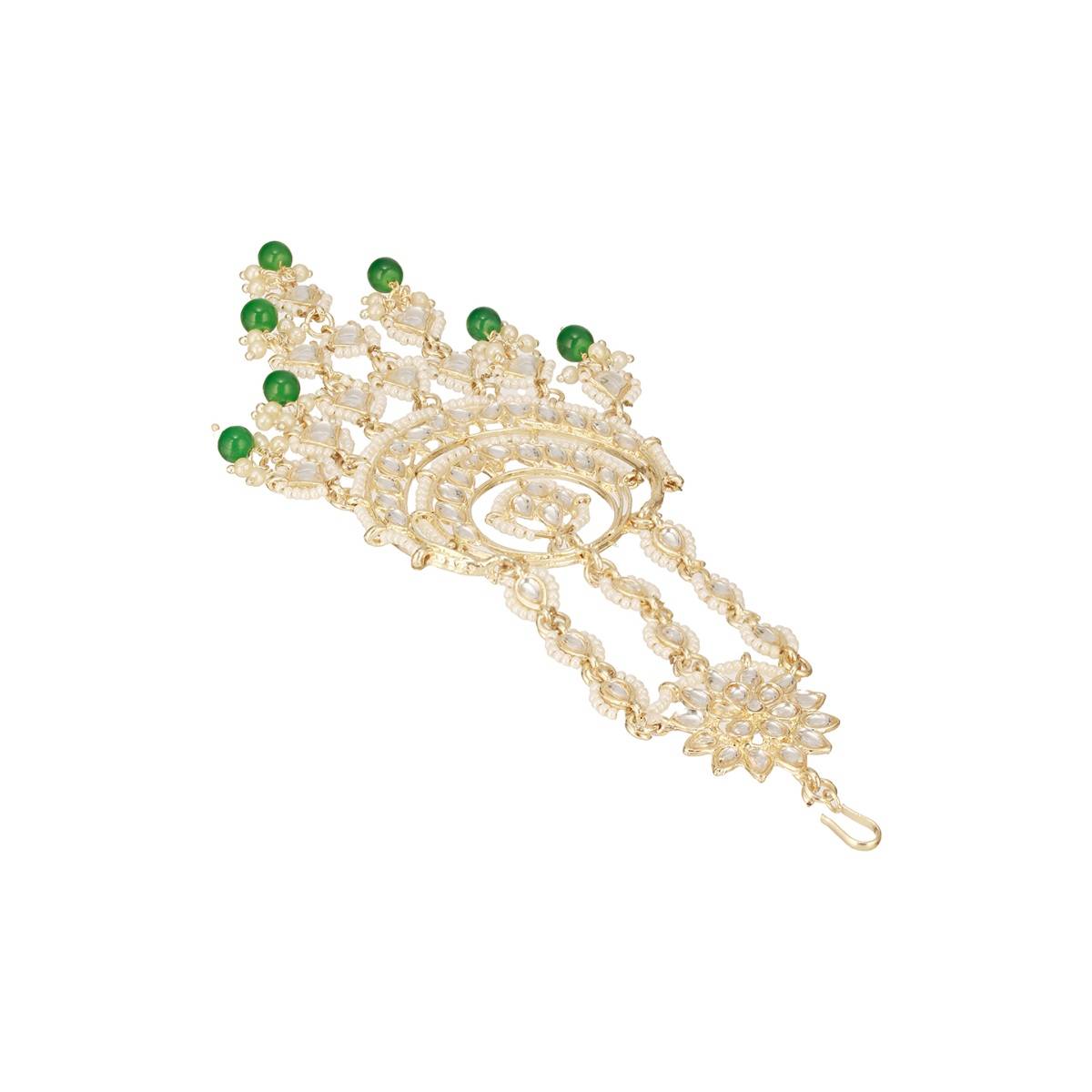 Aatmana Gold-Plated Kundan Studded Jhumar Passa Head Jewellery