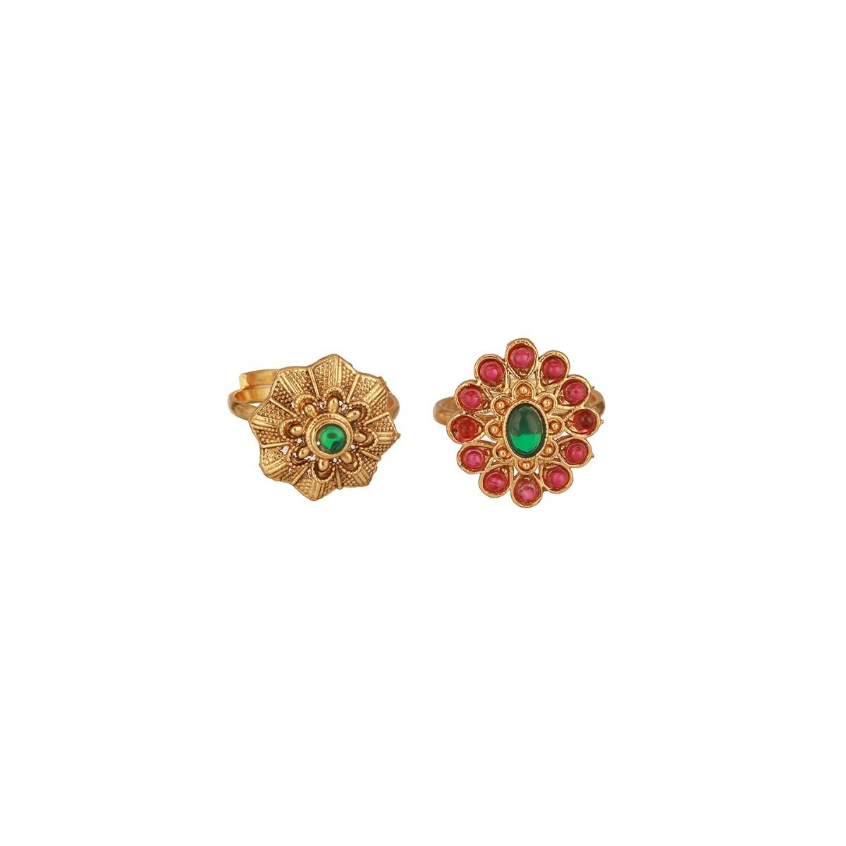 Aatmana Gold-Plated Stone Studded Rings (Set of 2)