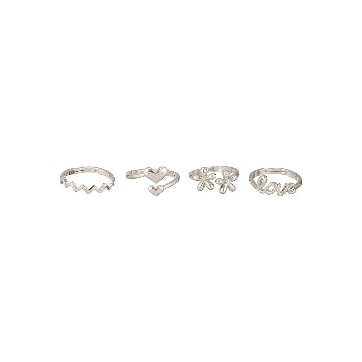 Aatmana Silver-Plated Adjustable Finger Rings (Set of 4)