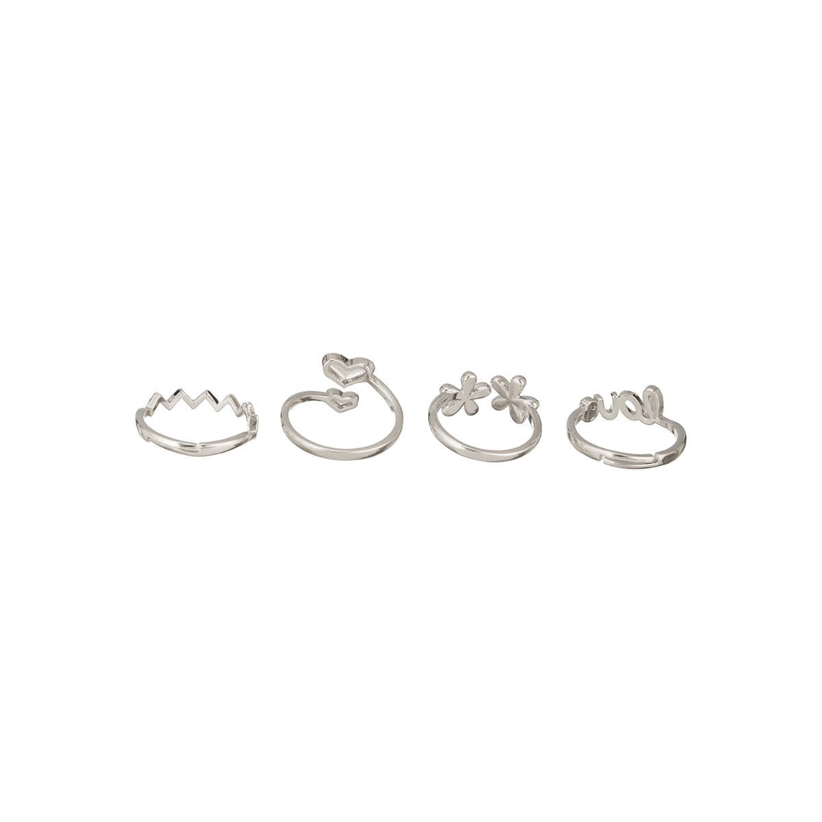 Aatmana Silver-Plated Adjustable Finger Rings (Set of 4)