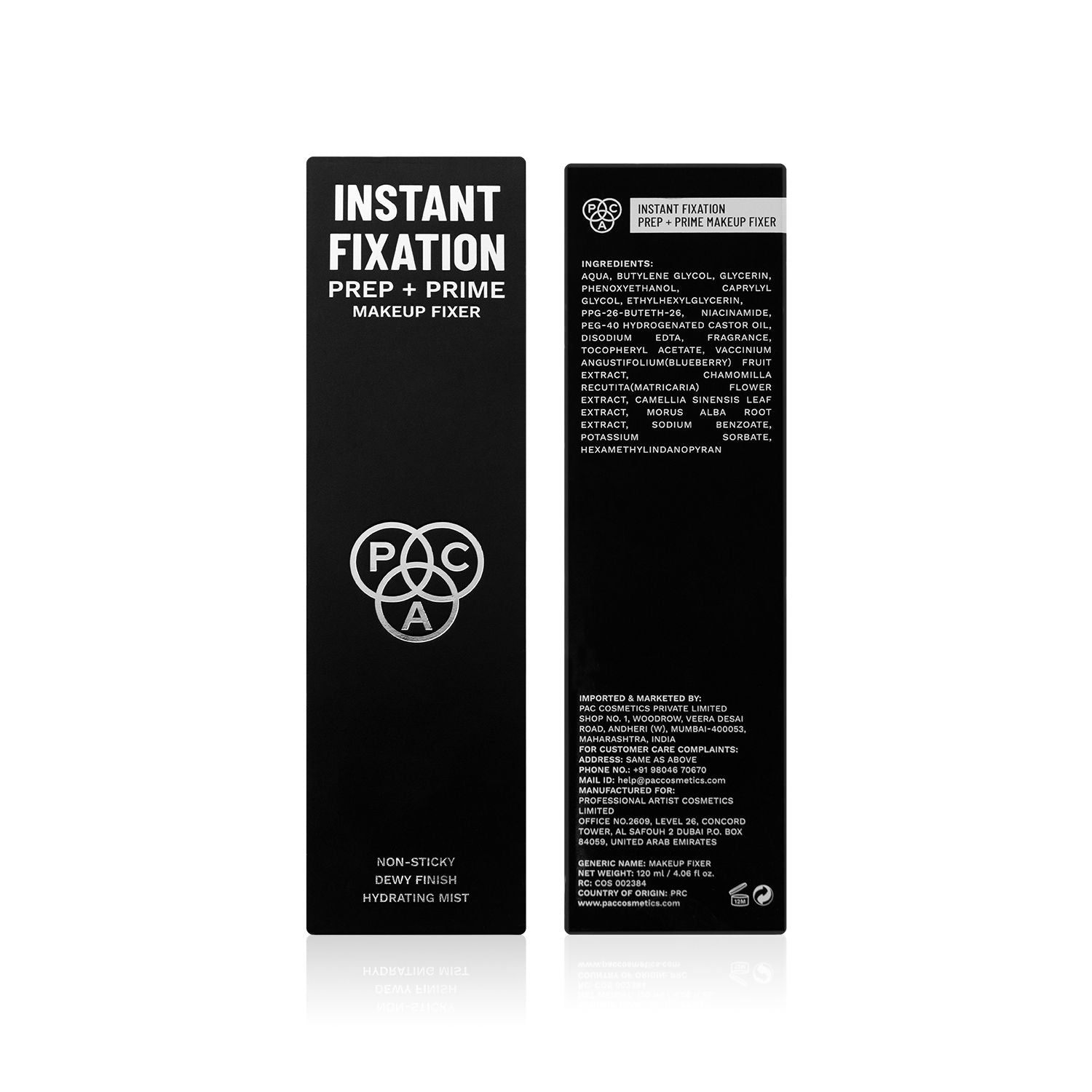 PAC Instant Fixation Prep & Prime Makeup Fixer - Hydrating Dewy Finish Setting Spray (120ml)