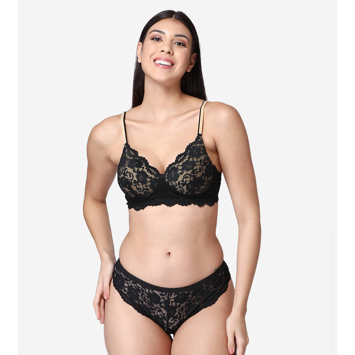 Abelino Bridal Lace Lingrie Set - Black (28B) · 28B