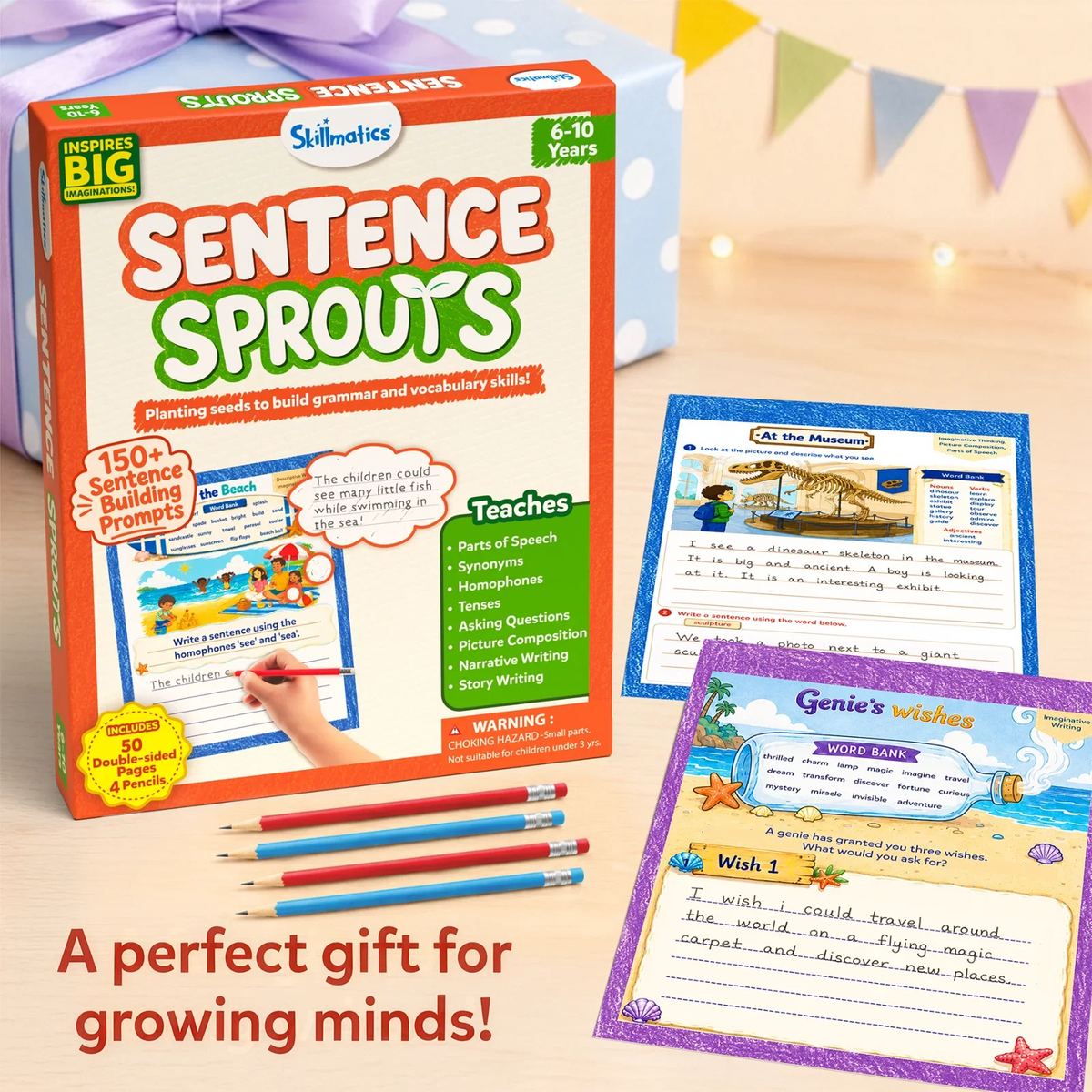 Skillmatics Sentence Sprouts | Sentence Building & Creative Writing Activity Book (ages 6-10)