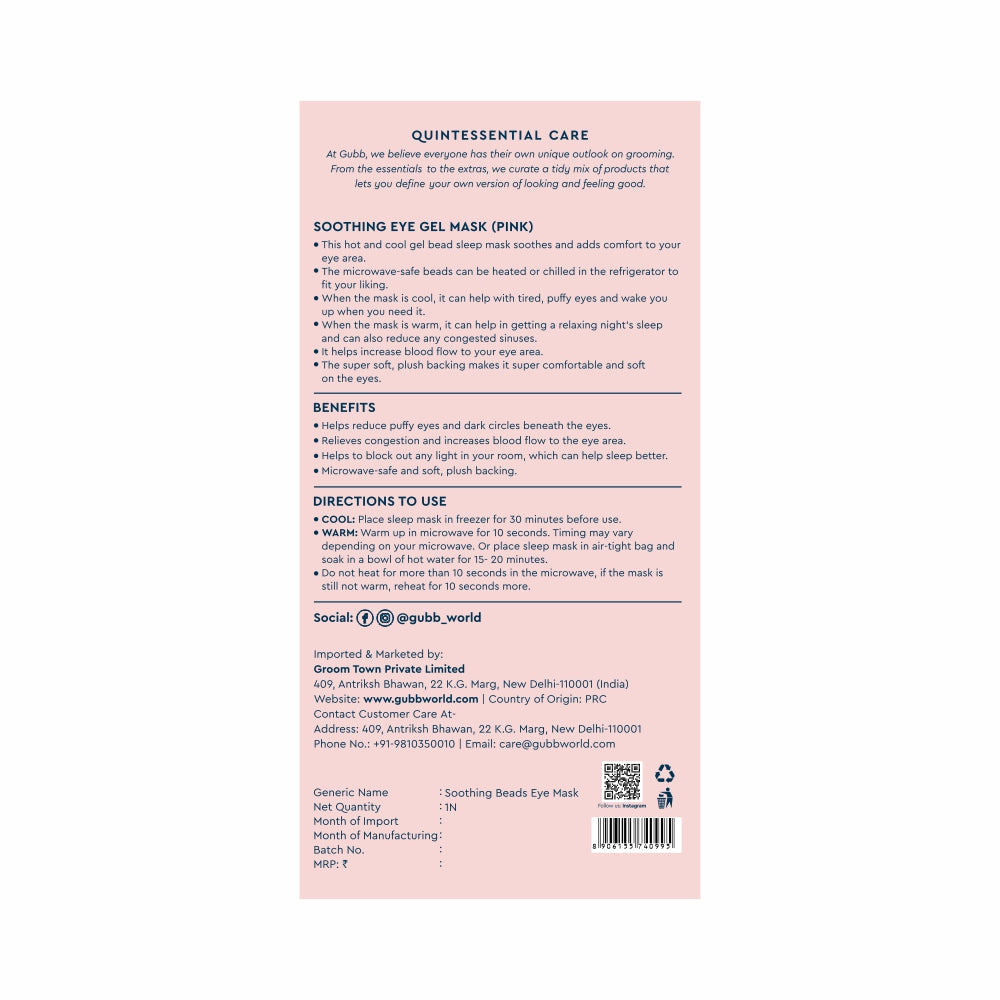 GUBB WORLD SOOTHING EYE MASK (PINK)