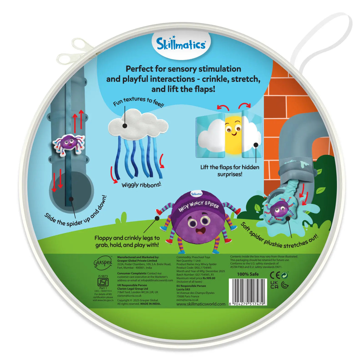 Skillmatics Incy Wincy Spider: Interactive Sensory Cloth Book (6–24 months)