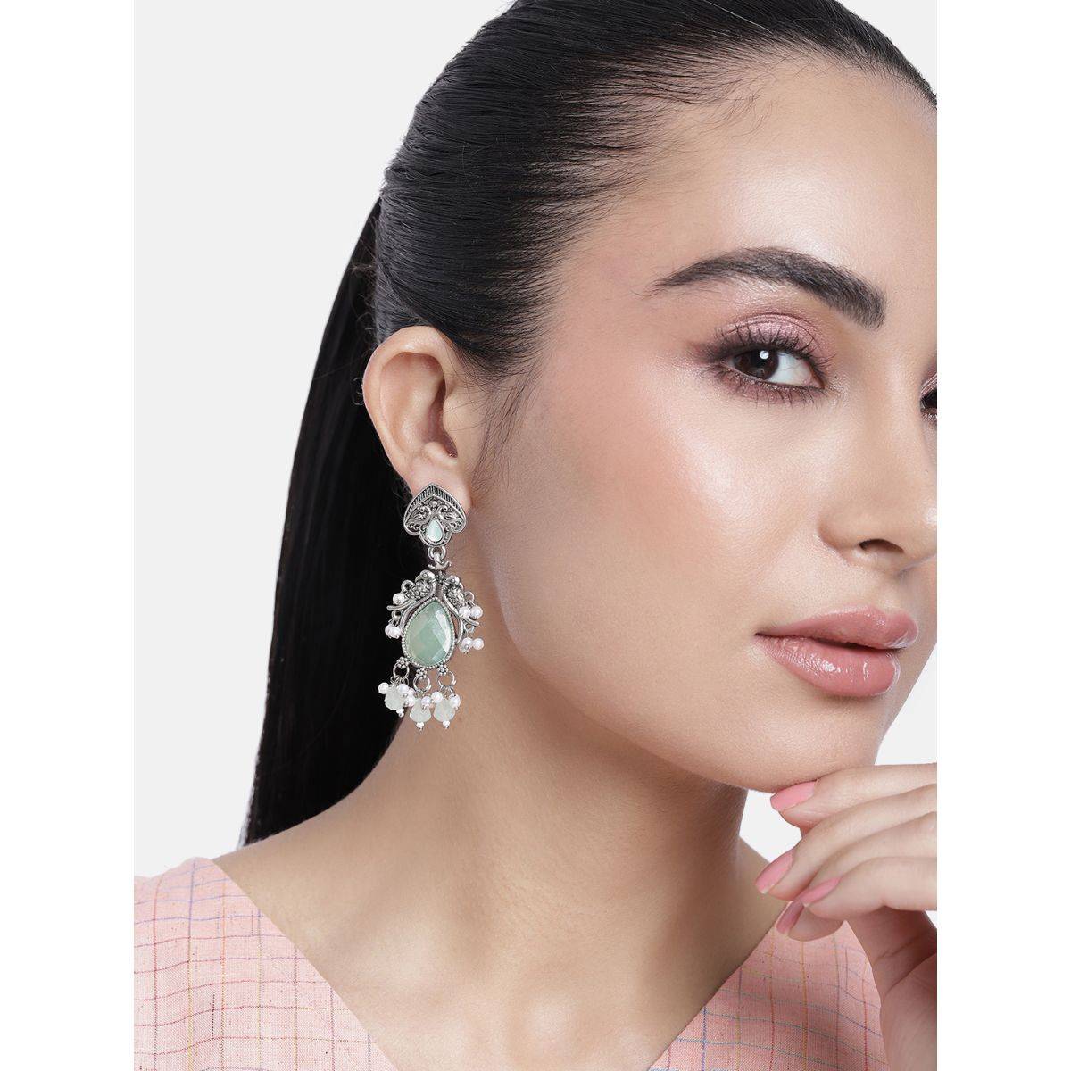 Abdesigns Stunning Green German Silver Drop & Dangle Earrings · One Size