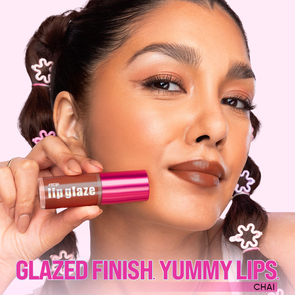 Nykaa Cosmetics Lip Glaze High Shine And Pigment Lip Gloss Oil - Chai