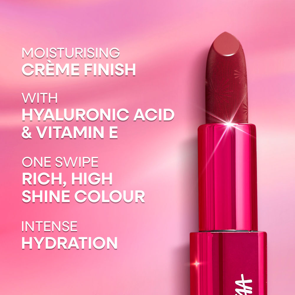 Nykaa Ultra Silk Hydrating Satin Serum Creme Glitter Lipstick with Hyaluronic Acid - Vibin