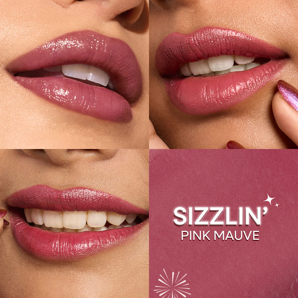 Nykaa Ultra Silk Hydrating Satin Serum Creme Glitter Lipstick with Hyaluronic Acid - Sizzlin