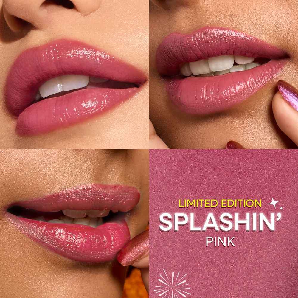 Nykaa Ultra Silk Hydrating Satin Serum Creme Glitter Lipstick with Hyaluronic Acid - Splashin