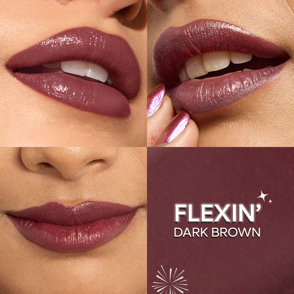 Nykaa Ultra Silk Hydrating Satin Serum Creme Glitter Lipstick with Hyaluronic Acid - Flexin