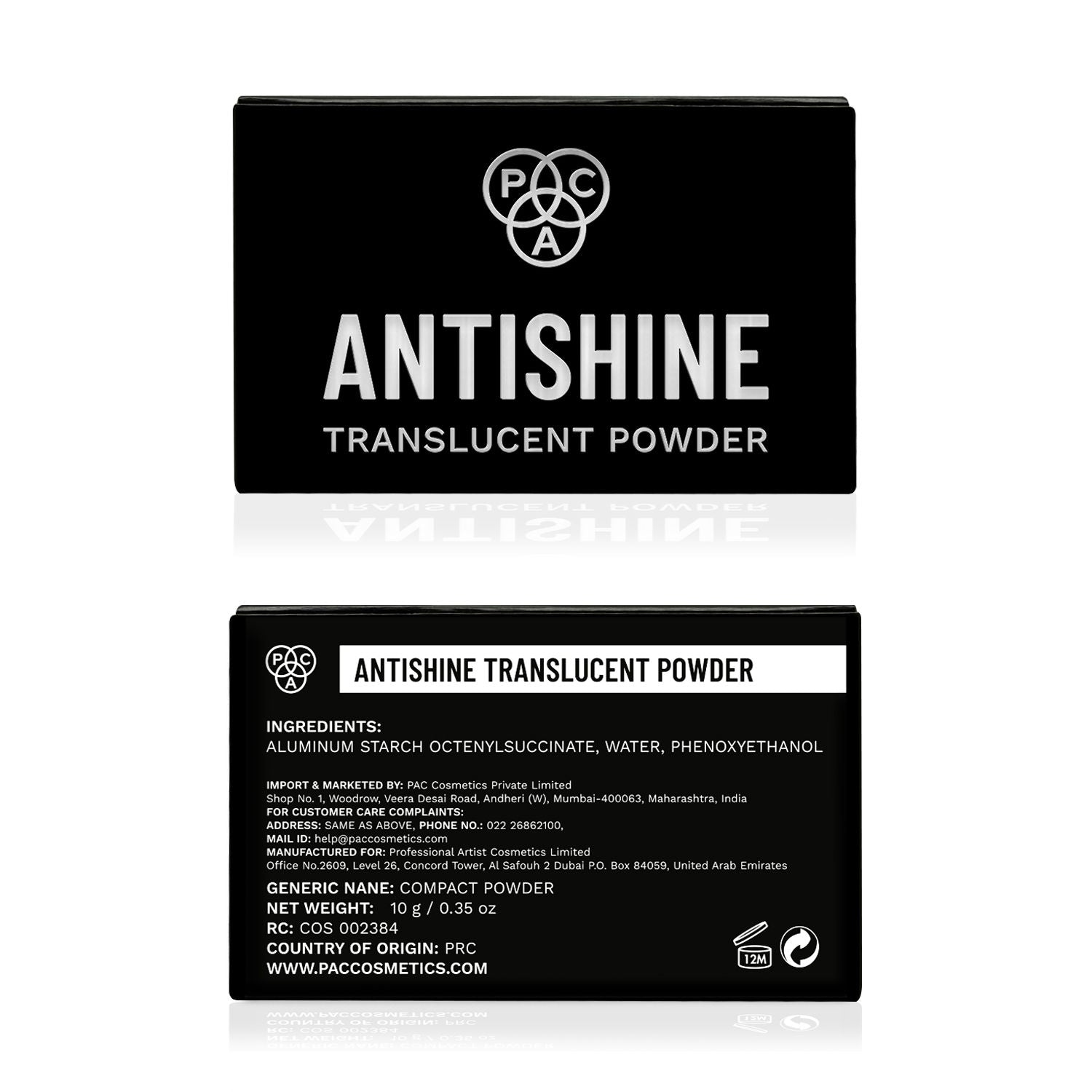 PAC Translucent Powder Antishine - Controls Shine, Prevents Flashbacks, Lightweight Setting Powder (10g)