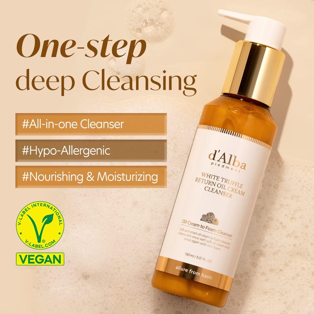 d'Alba piedmont White truffle return oil cream cleanser, Makeup Removal, Sensitive Skin (150ml)