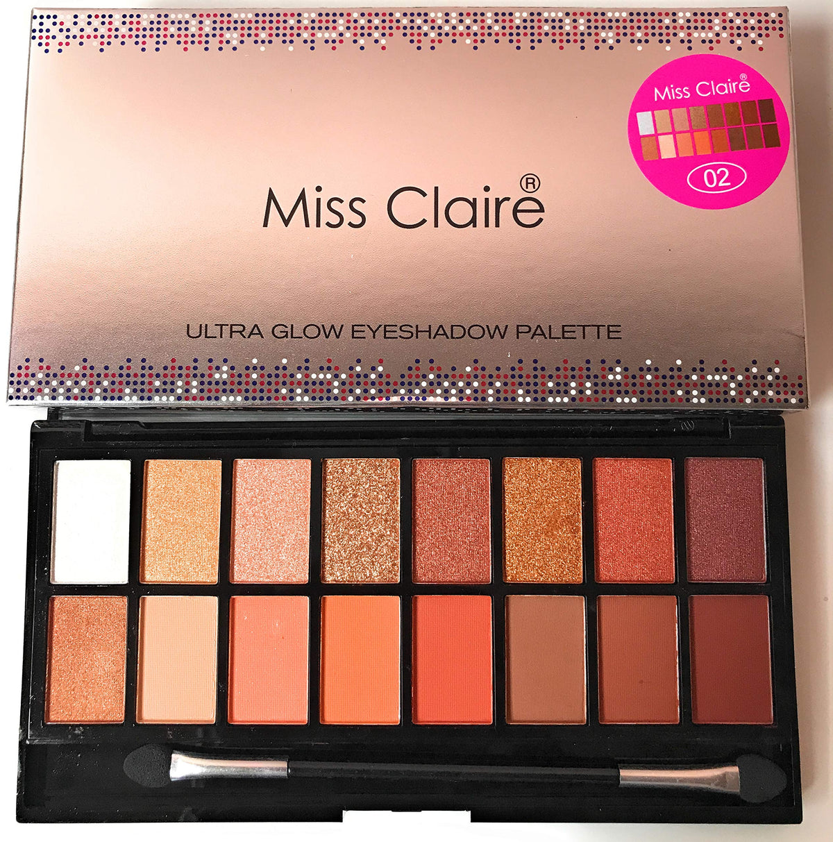 Miss Claire Ultra Glow Matte Finish Eyeshadow Palette 2, Multicolor, 16g multicolour