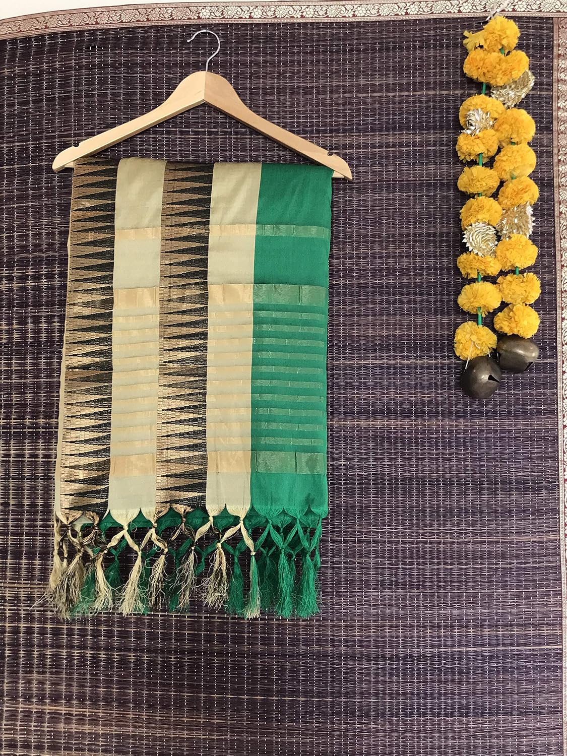 EthnicJunction Women's Silk Cotton Saree With Blouse Piece (EJ1162-1016L_Dark Spring Green)
