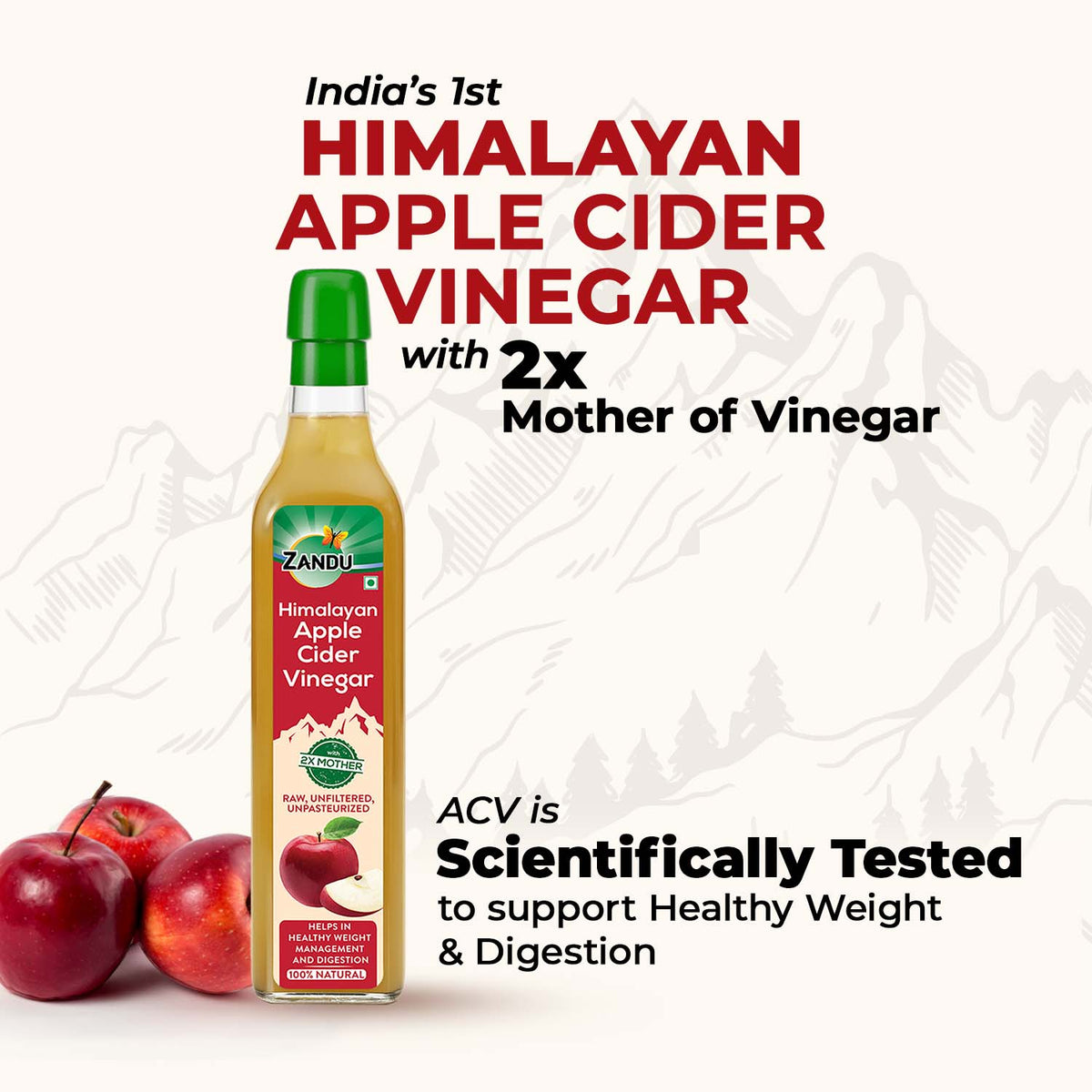 Zandu-O Zandu Himalayan Apple Cider Vinegar (ACV) 500ml
