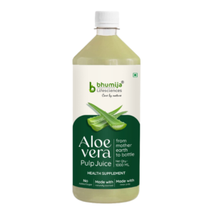 Bhumija Lifesciences Aloe Vera Juice with Pulp for Skin & Hair - 1L