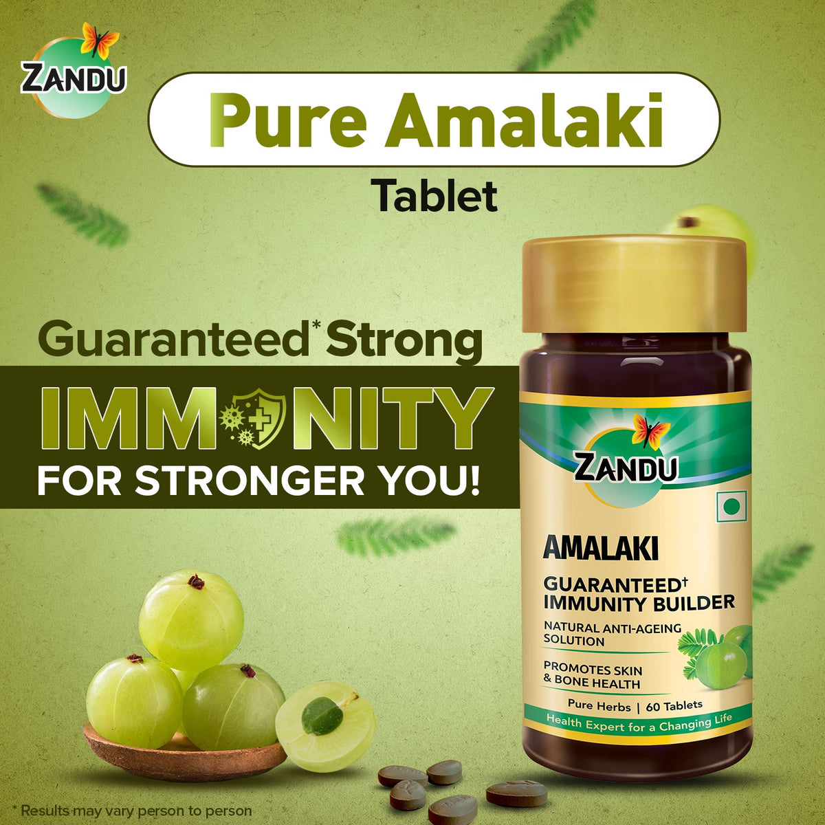 Zandu-P Zandu Amalaki Amla Tablets for Immunity, Gut, Skin, Hair & Bone Heath (60 Tablets) 60 Tabs