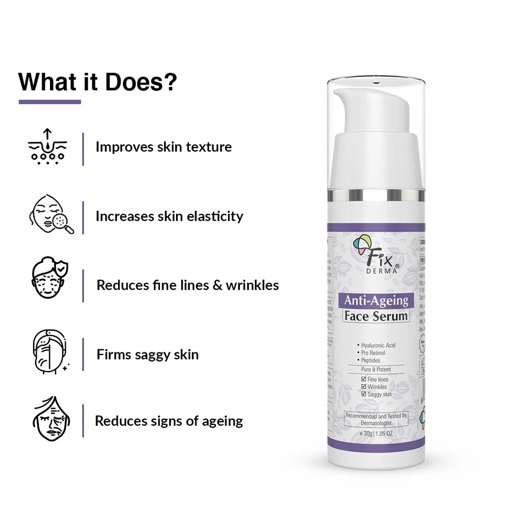Fix Derma - Hyaluronic Acid Serum & Pro Retinol - Anti Ageing Face Serum (15g)