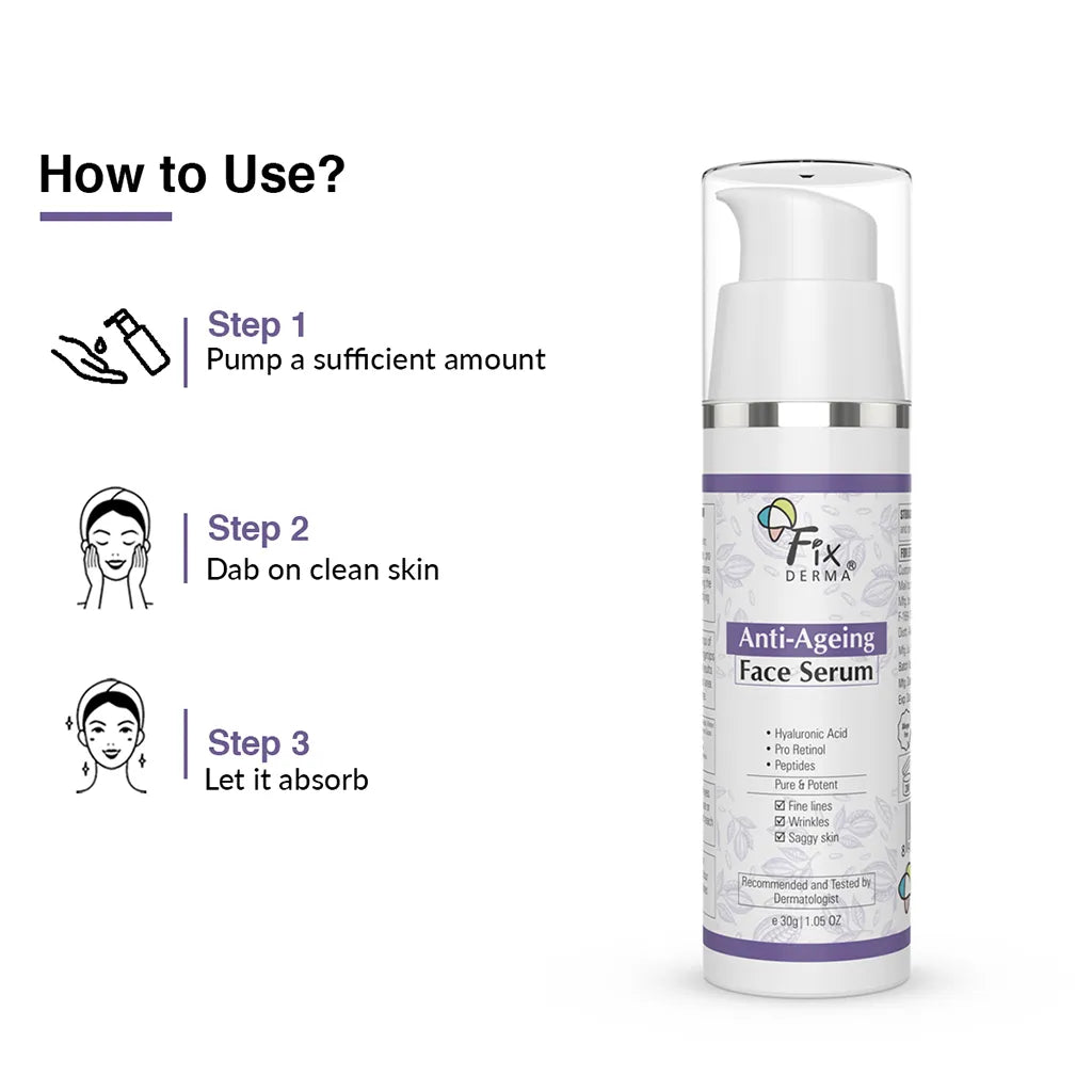Fix Derma - Hyaluronic Acid Serum & Pro Retinol - Anti Ageing Face Serum (15g)