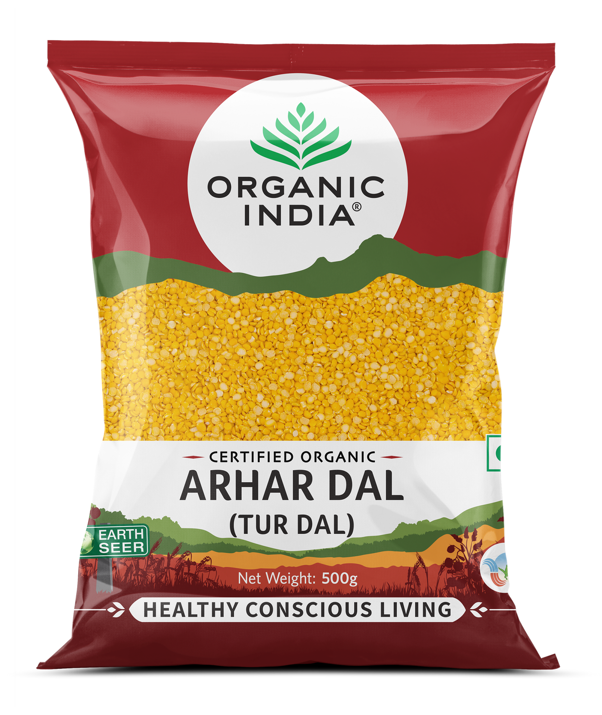 Organic India Arhar Dal Tur Dal 500 g front pack