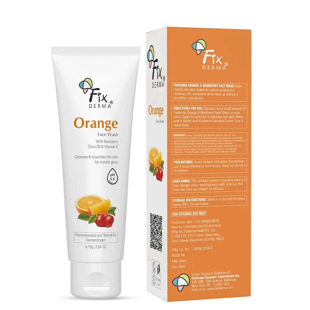 Fix Derma - Glycolic Acid, Orange Face Wash For Oily And Glowing Skin For Women And Men (75g)