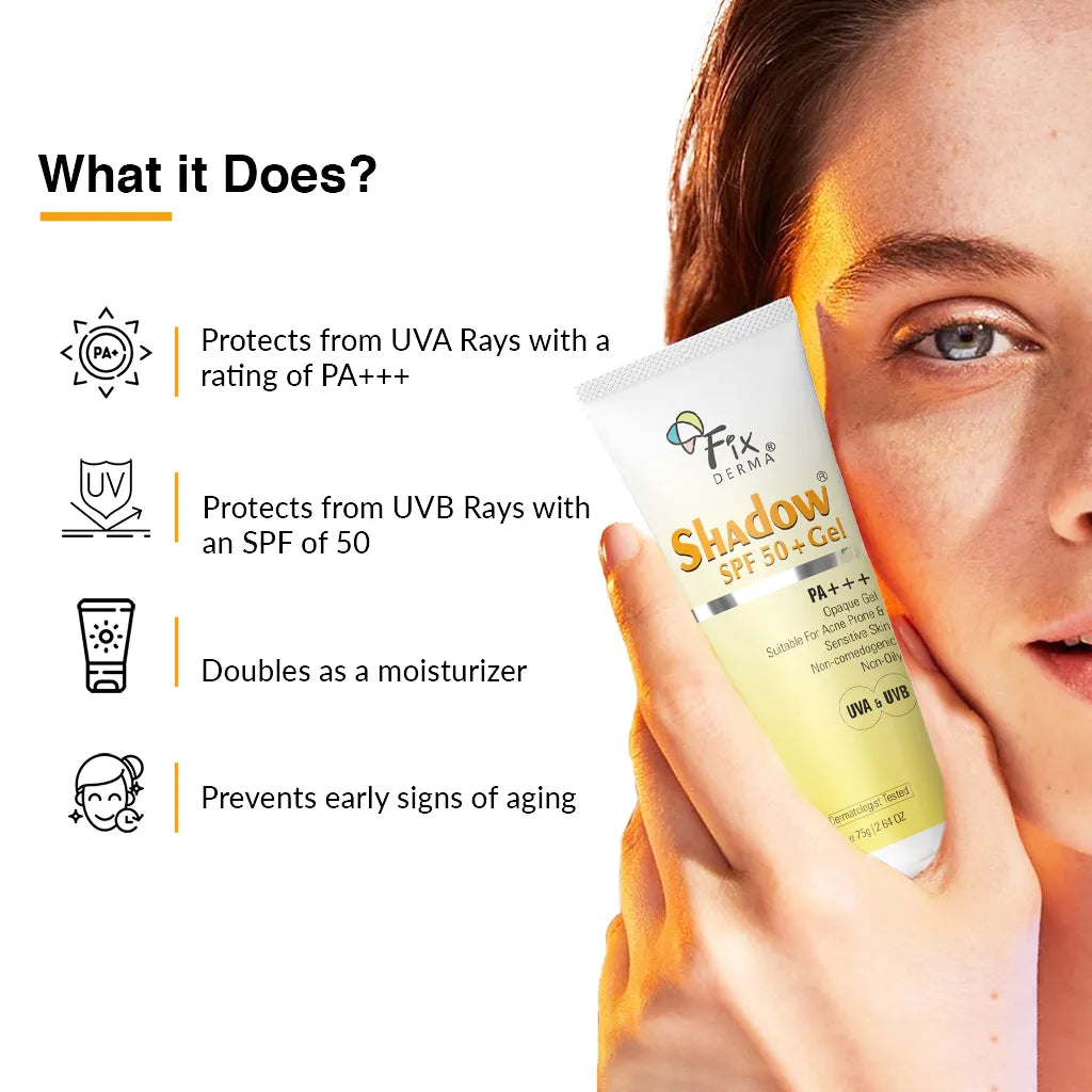 Fix Derma -  Shadow Sunscreen For Oily Skin SPF 50+ Gel - Acne Prone (75g)