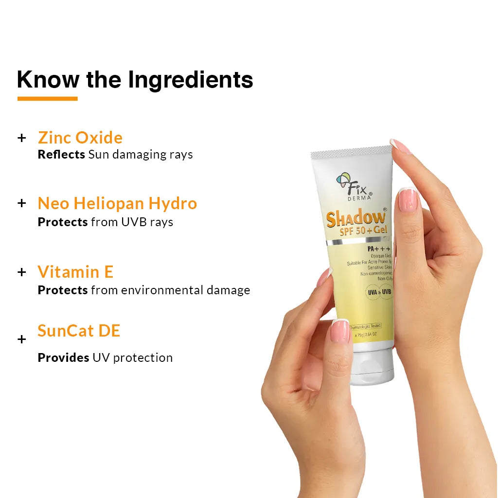 Fix Derma -  Shadow Sunscreen For Oily Skin SPF 50+ Gel - Acne Prone (75g)