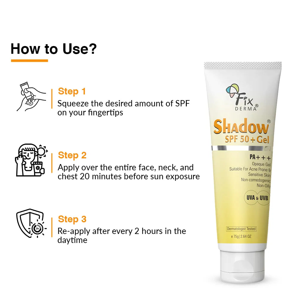 Fix Derma -  Shadow Sunscreen For Oily Skin SPF 50+ Gel - Acne Prone (75g)