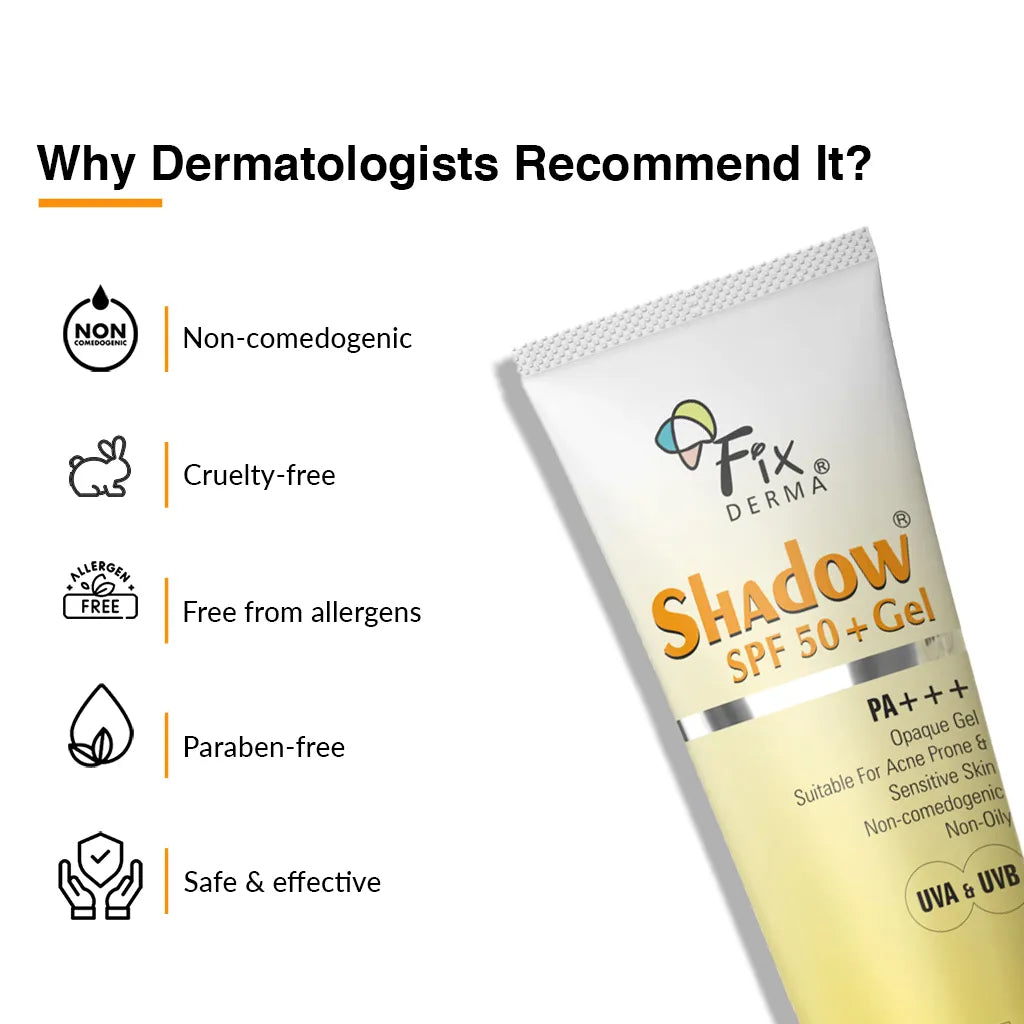 Fix Derma -  Shadow Sunscreen For Oily Skin SPF 50+ Gel - Acne Prone (75g)