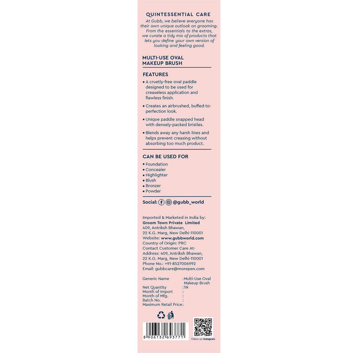 Makeup Essentials Multi-Use Oval Makeup Brush