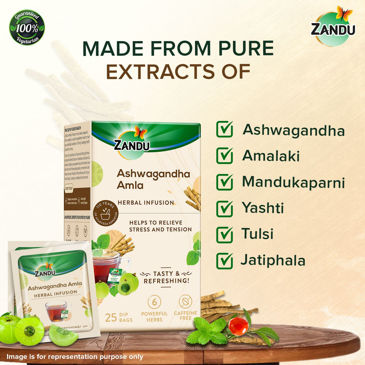 Zandu-O Caffeine-free Bedtime Tea - Ashwagandha Amla 25 Teabags X 2U