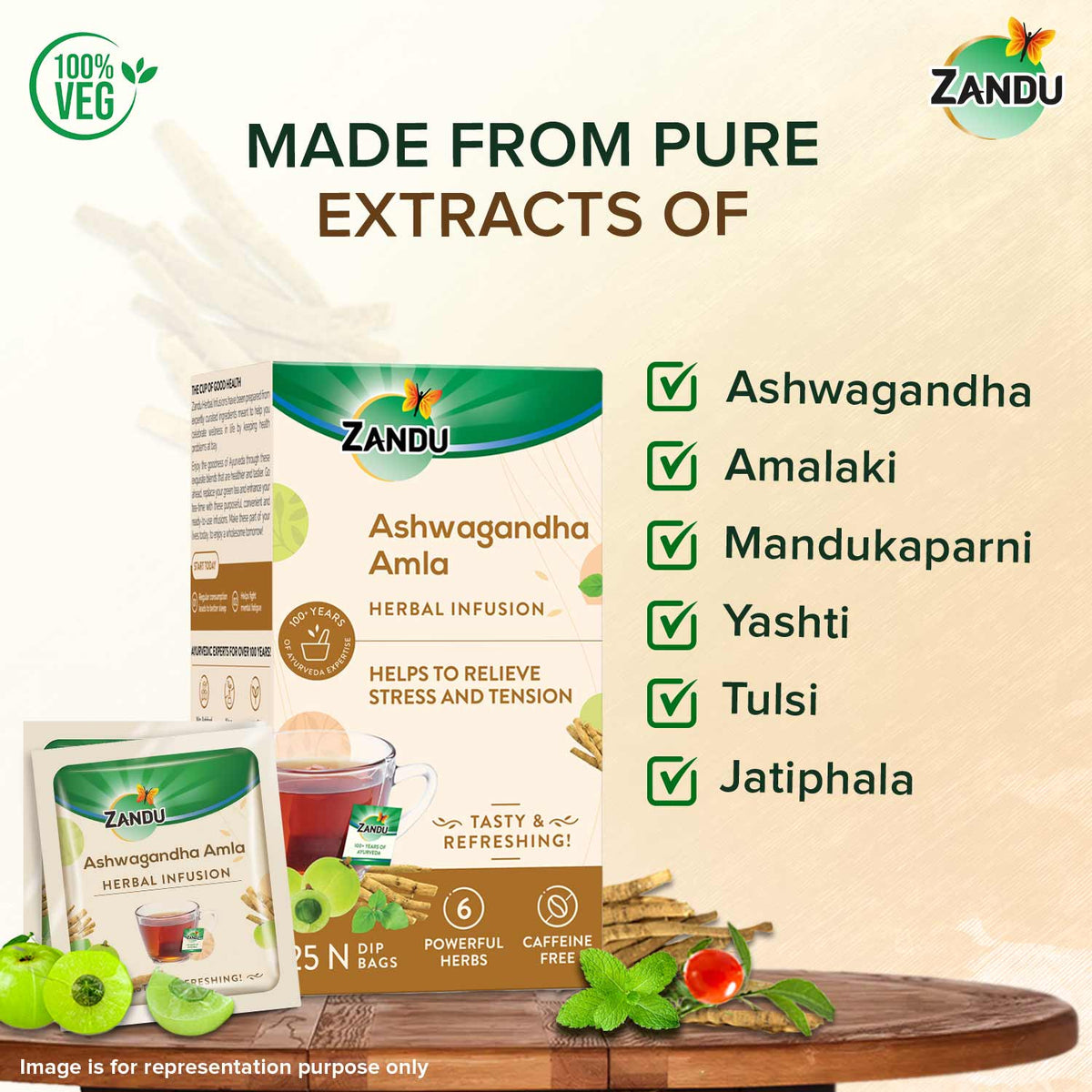 Zandu-O Caffeine-free Bedtime Tea - Ashwagandha Amla 25 Teabags X 2U