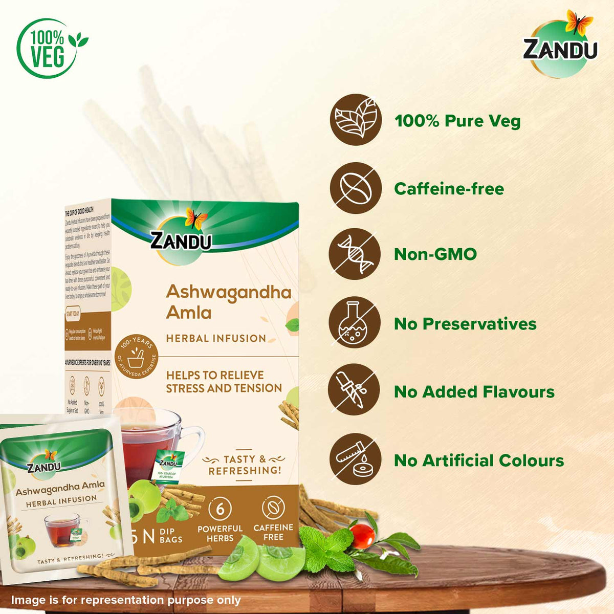 Zandu-O Caffeine-free Bedtime Tea - Ashwagandha Amla 25 Teabags X 2U