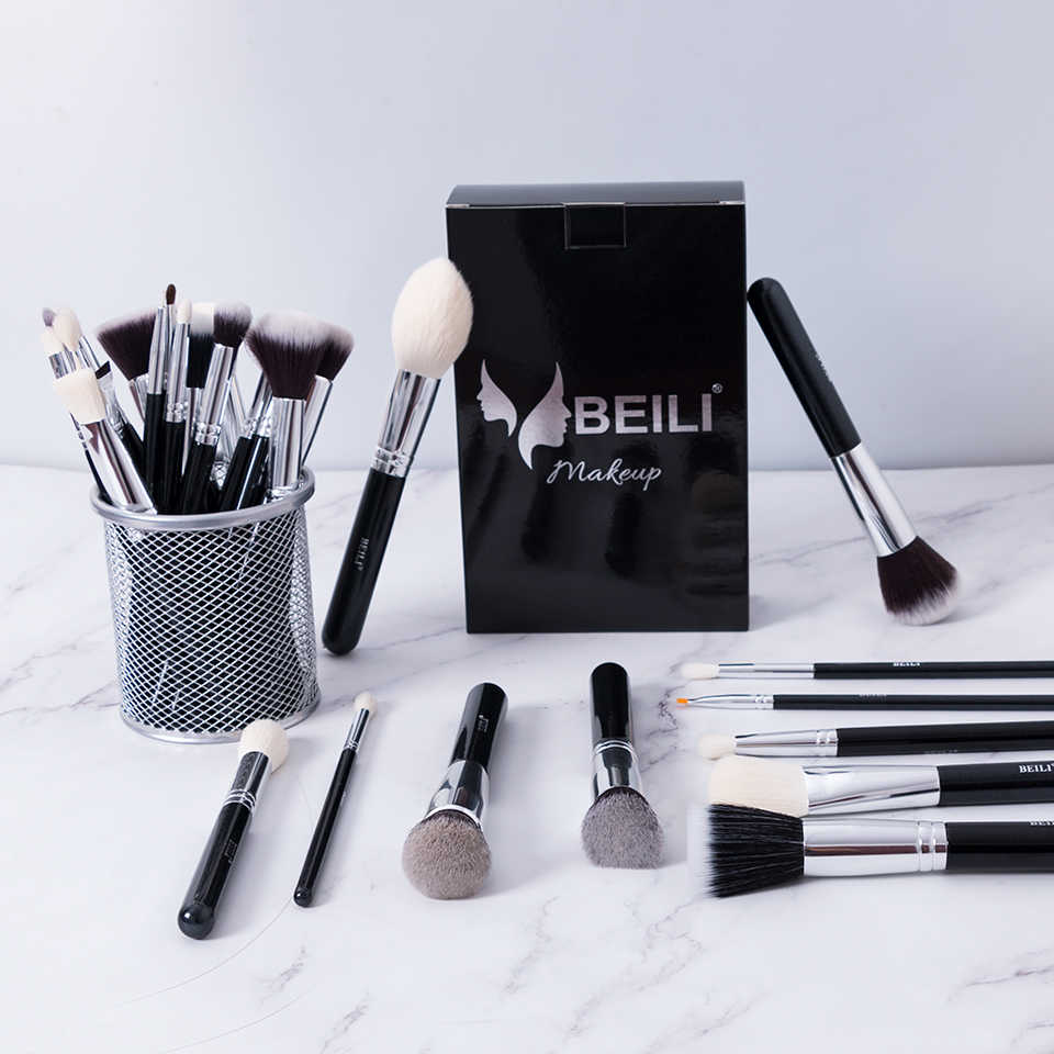 Beili - Black Makeup Brushes Set (30Pcs) With Fan