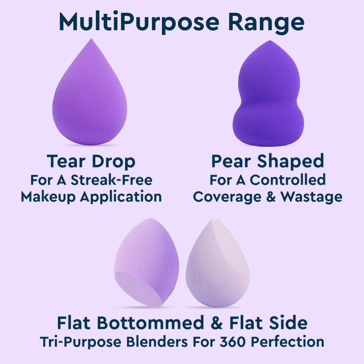 Makeup Essentials Beauty Blender - Pack of 4 (Purple)
