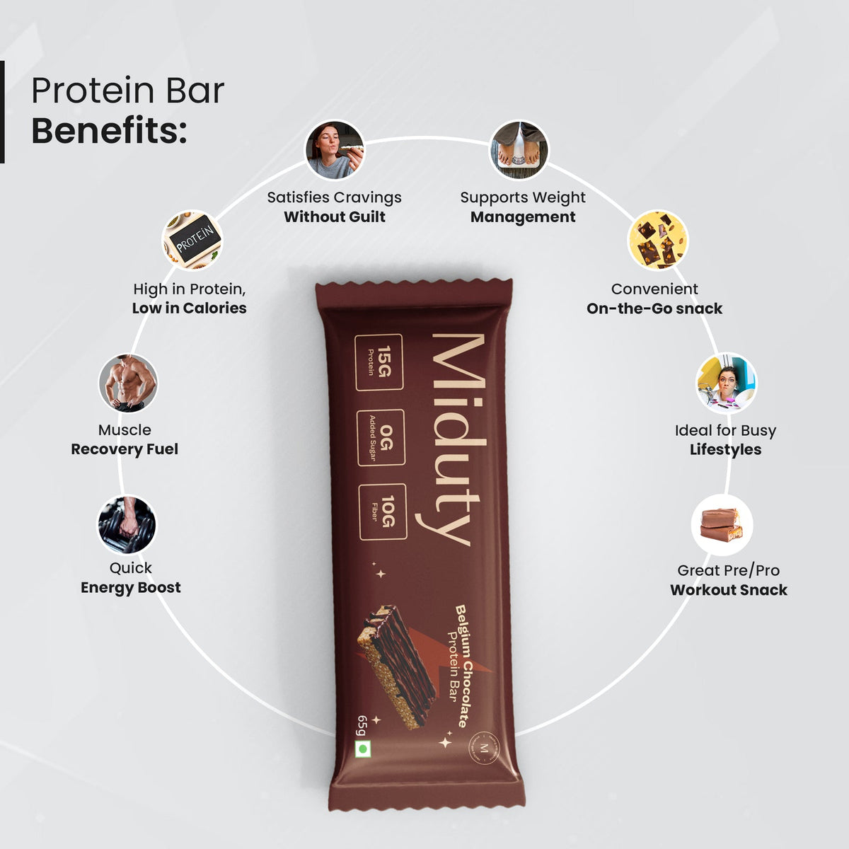 Miduty Protein Bars - Pack of 3 Cranberry 1, Coffee 1, Chocolate 1