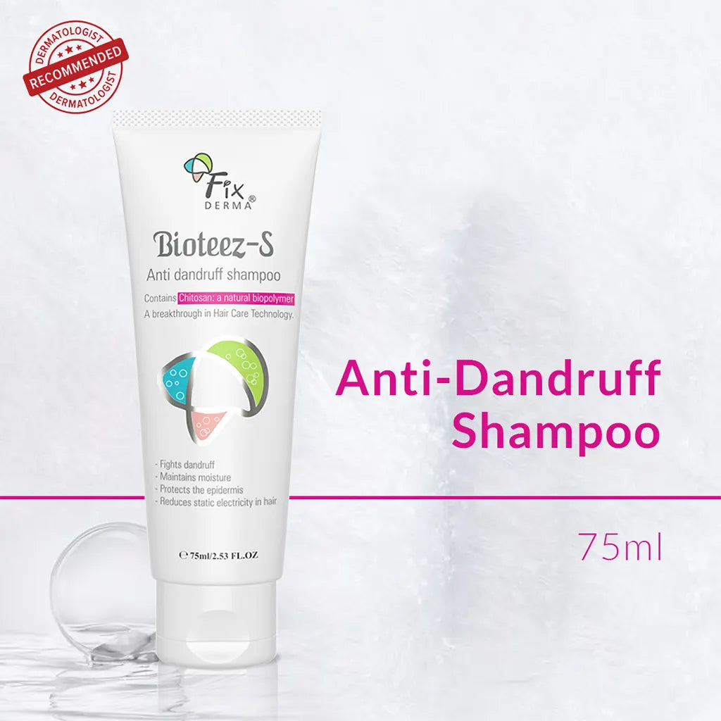 Fix Derma -1% Salicylic Acid, 2% Zinc Pyrithione, 2% Chitosan, Bioteez-S -Anti Dandruff Shampoo (75mL)