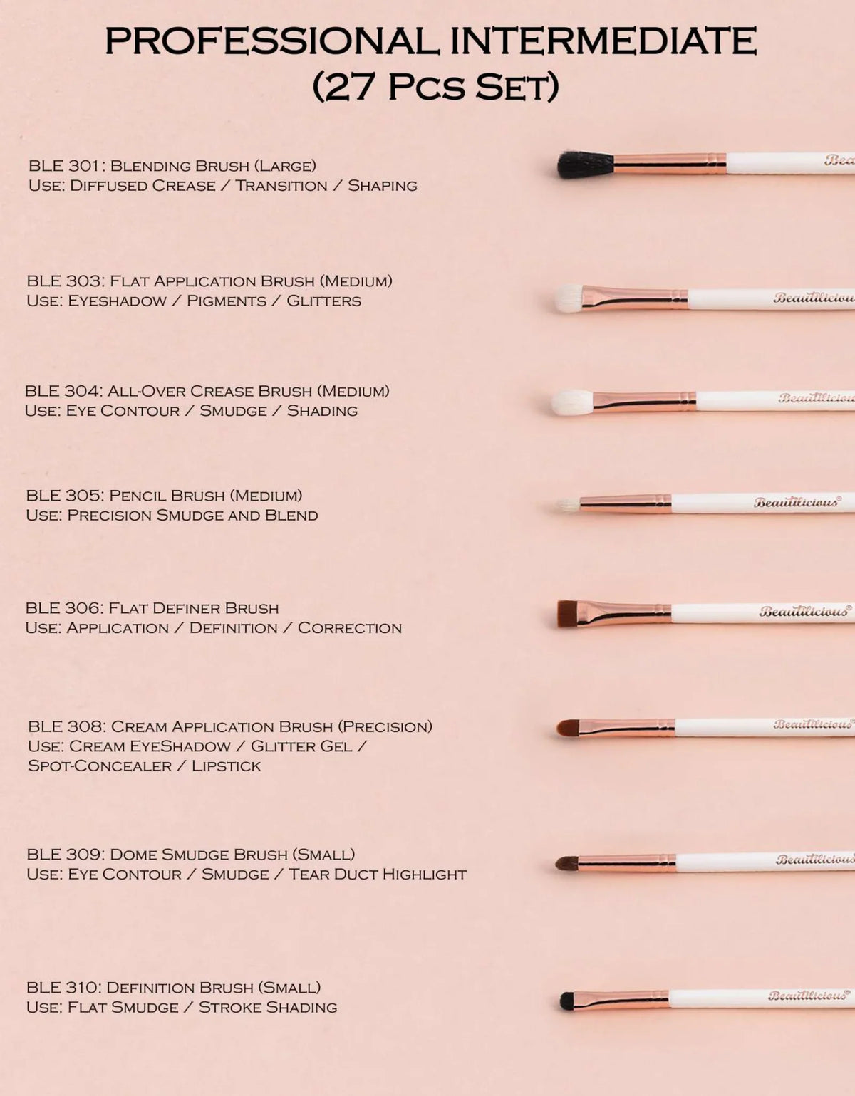 Beautilicious 27 Pcs Intermediate Brush Set+Kit
