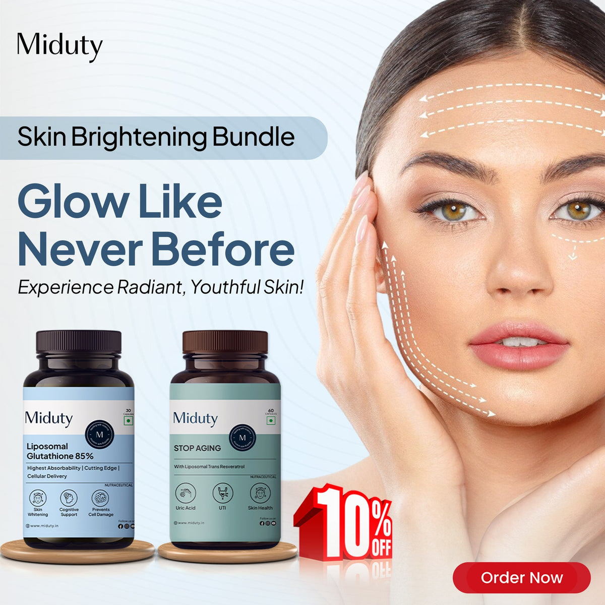 Miduty Skin Brightening Bundle | Glutathione 85% + Smart Aging