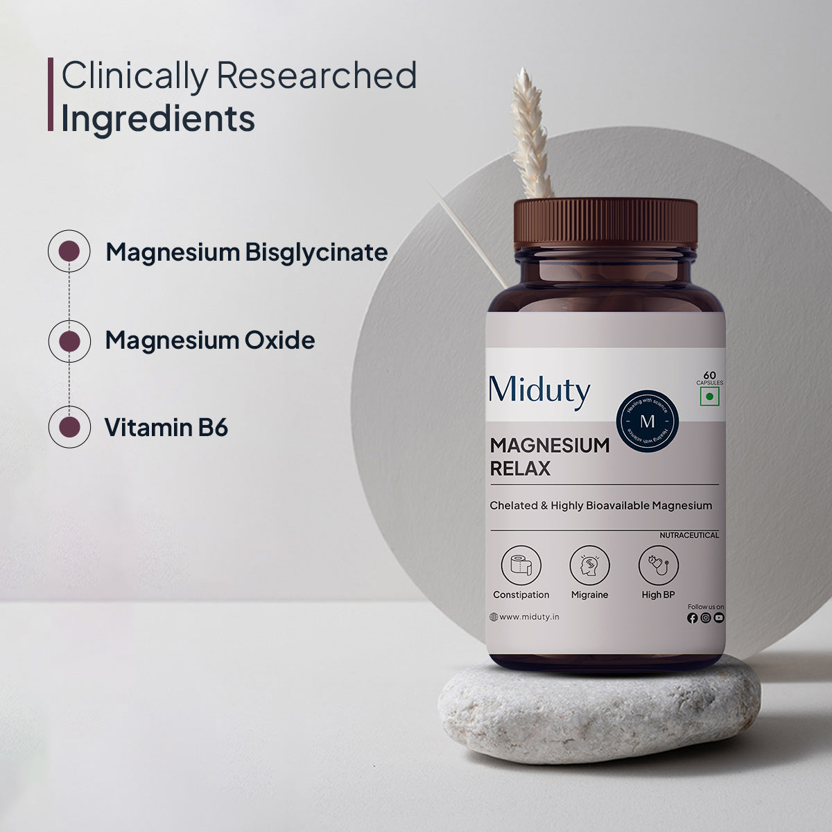 Miduty Magnesium Relax | Magnesium Bisglycinate & Vitamin B6