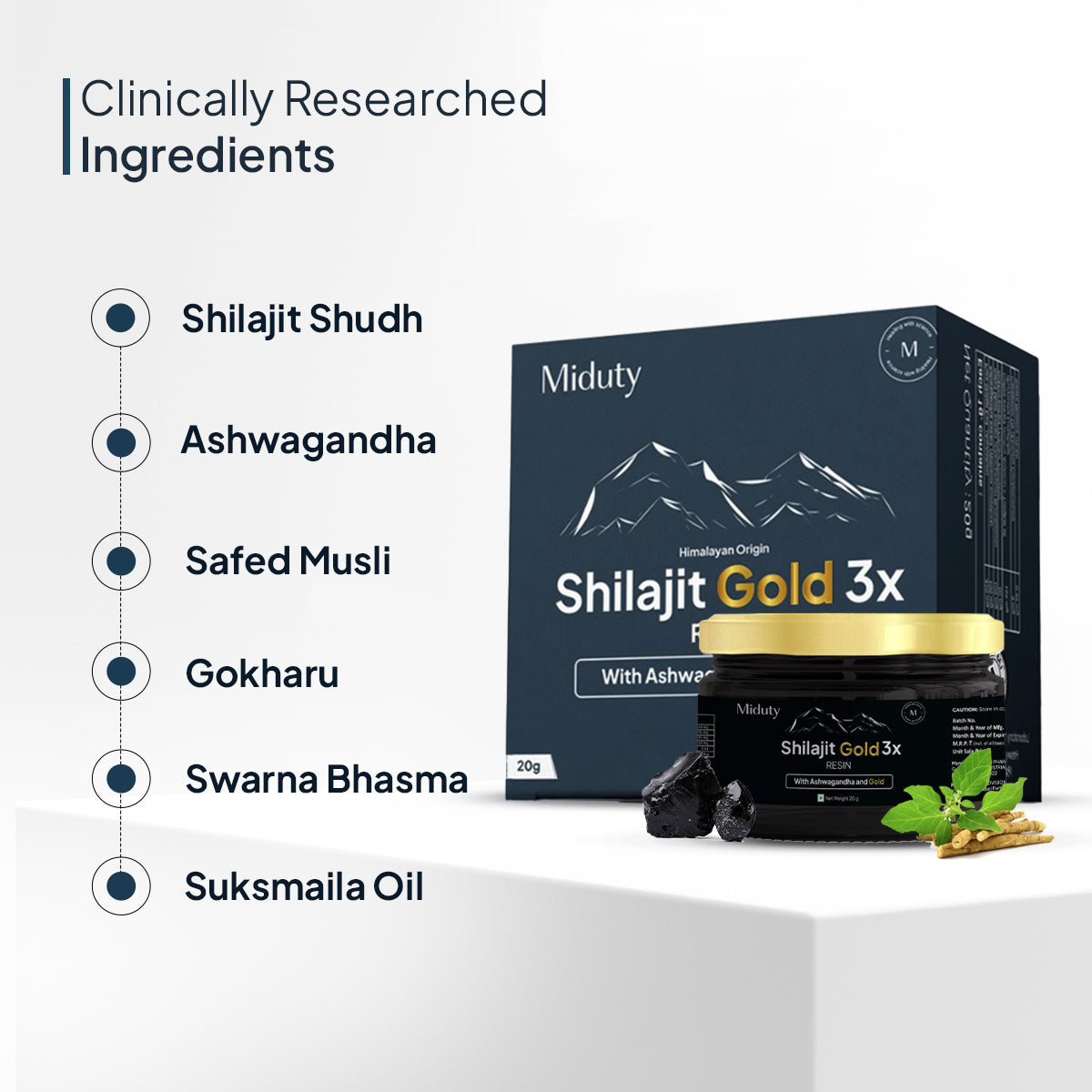 Miduty Shilajit Gold 3X - For Men | Testosterone Booster