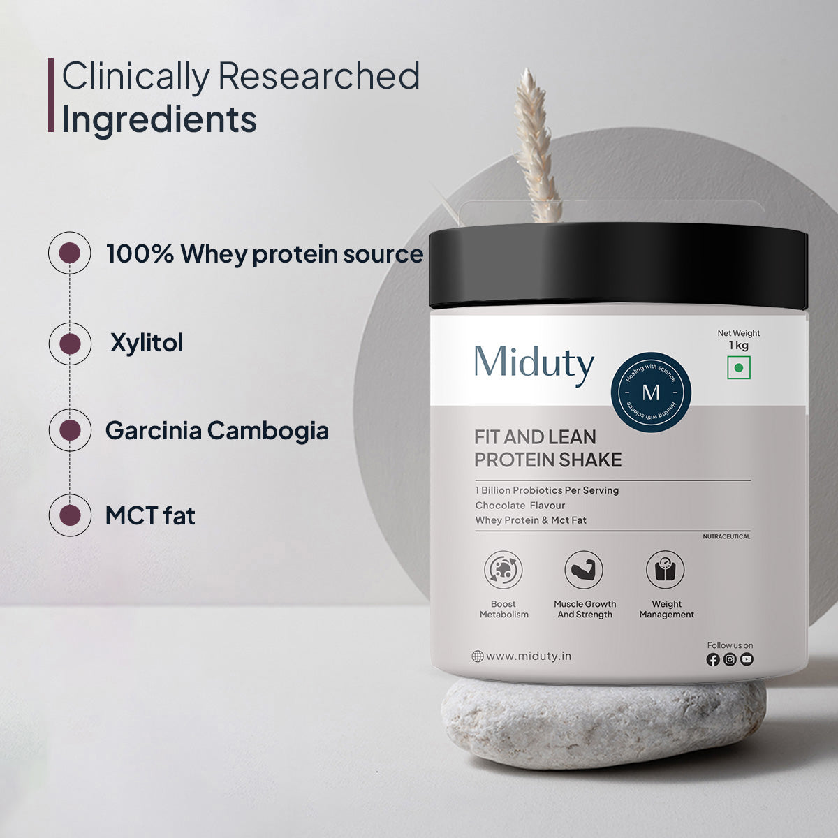 Miduty Fit & Lean Protein Shake | Whey Protein Powder 1 kg