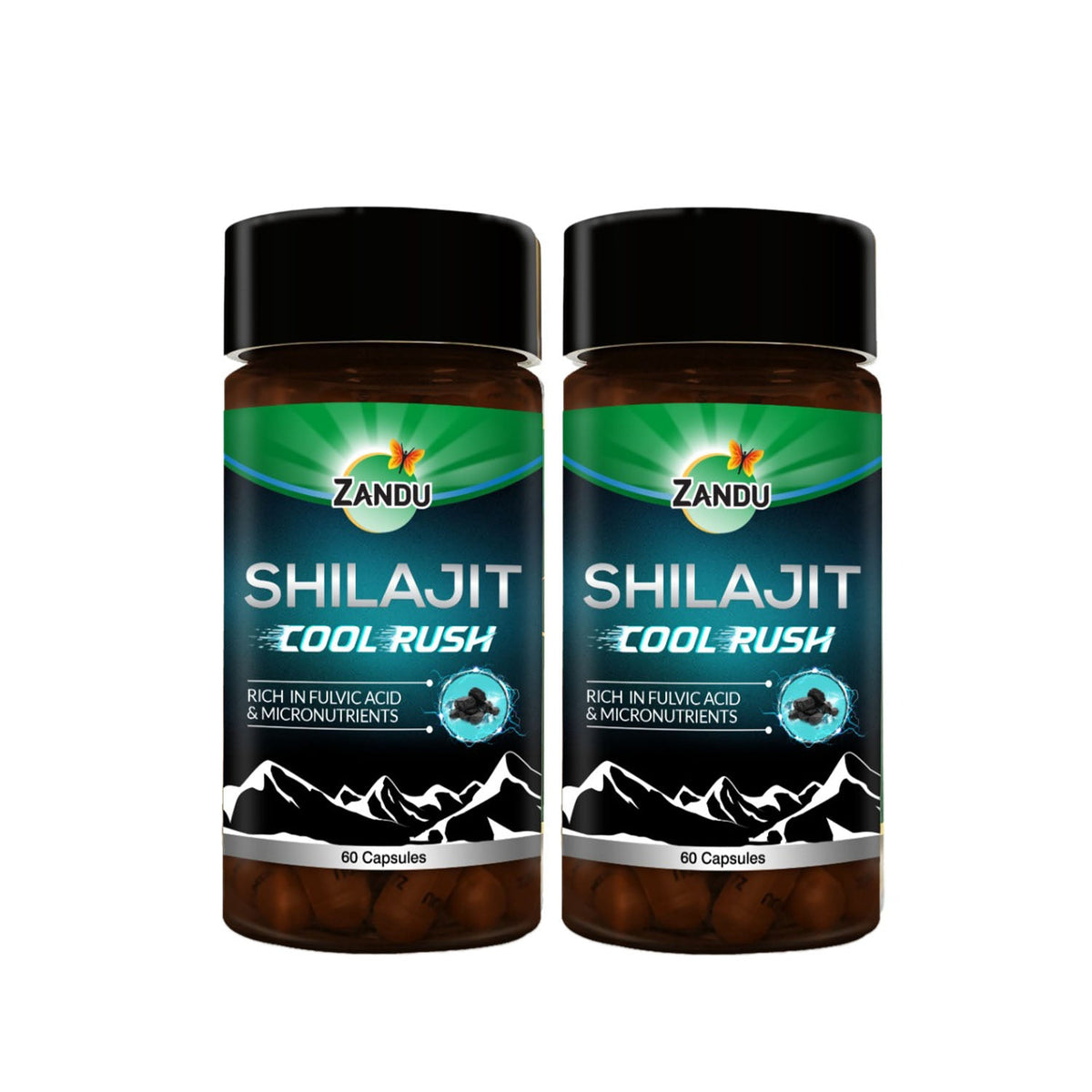 Zandu-P Zandu Shilajit Cool Rush for Hot Weather Workouts (Pack of 2) 60 N Caps X 2U