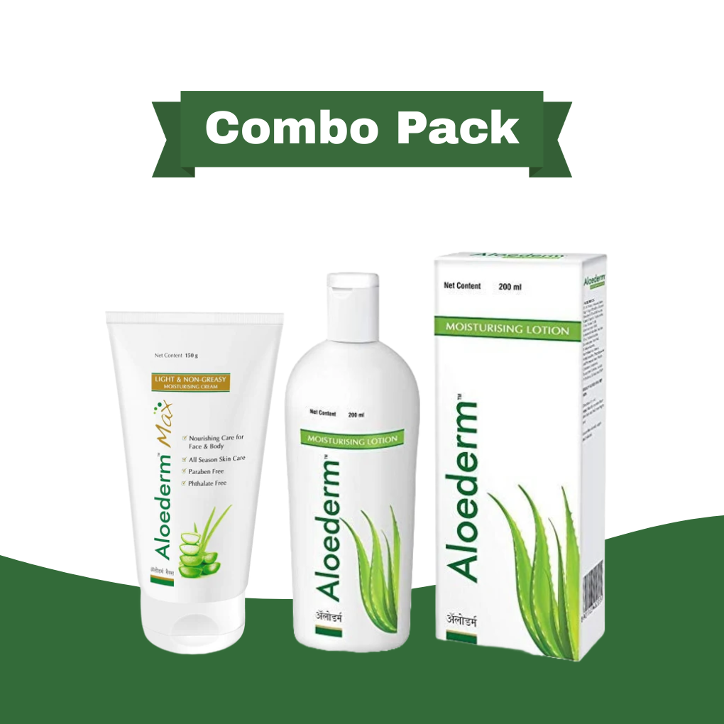 Dabur Aloederm Max Moisturising Cream 150g and Aloederm Moisturising Lotion 200ml Pack of 2